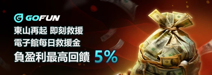 UTOWN 優塔娛樂城優惠活動-東山再起 即可救援 電子館每日救援金 負盈利最高回饋5%